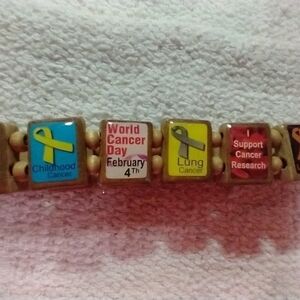 Wood 🪵🪓 colorful stretch cancer awareness wriststory bracelet